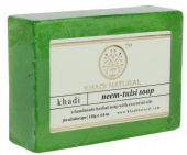 Натуральное аюрведическое мыло Ним и Тулси 125 г Кхади Neem Tulasi Handmade Herbal Soap With Essential Oils Khadi Natural