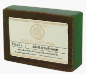 Натуральное аюрведическое мыло Скраб базилик 125 г Кхади Basil Scrub Handmade Herbal Soap With Essential Oils Khadi Natural