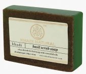 Натуральное аюрведическое мыло Скраб базилик 125 г Кхади Basil Scrub Handmade Herbal Soap With Essential Oils Khadi Natural