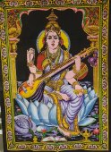 Богиня Сарасвати панно хлопок полотно 110Х70 Индия