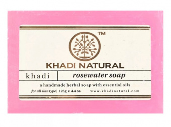 Натуральное мыло Розовая вода 125 г Кхади Rosewater Handmade Herbal Soap With Essential Oils Khadi Natural