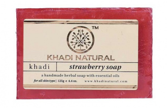 Натуральное мыло Клубника 125 г Кхади Strawberry Handmade Herbal Soap With Essential Oils Khadi Natural