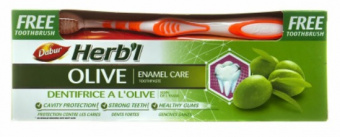Зубная паста с экстрактом оливы 150 г в подарок зубная щетка Дабур Toothpaste Herbl Olive Dabur