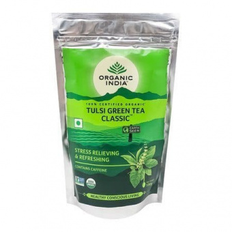 Чай Тулси Зеленый чай Органик Индия, Tulsi Green Tea Organic India, 100 г