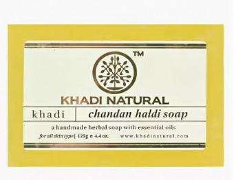 Натуральное мыло Цветы Чандана 125 г Кхади Chandan Haldi Handmade Herbal Soap With Essential Oils Khadi Natural