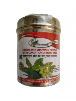 НИМ БАЗИЛИК травяной сухой шампунь-кондиционер, Кармешу, Herbal Dry Shampoo NEEM BASIL, Karmeshu, 50 г 