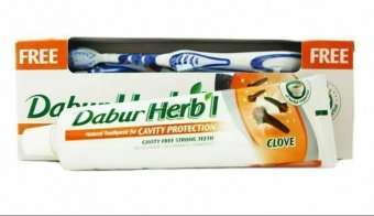 Зубная паста Гвоздика 150 г в подарок зубная щетка Дабур Toothpaste Herbl Clove Dabur