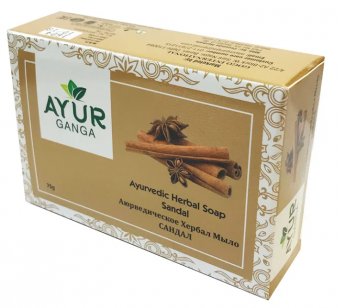 Мыло аюрведическое Сандал АюрГанга 75 г Ayurvedic Soap Sandal AyurGanga