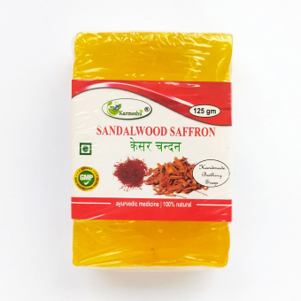 Мыло аюрведическое Сандаловое дерево - Шафран 125 г Кармешу Sandalwood Saffron soap Karmeshu